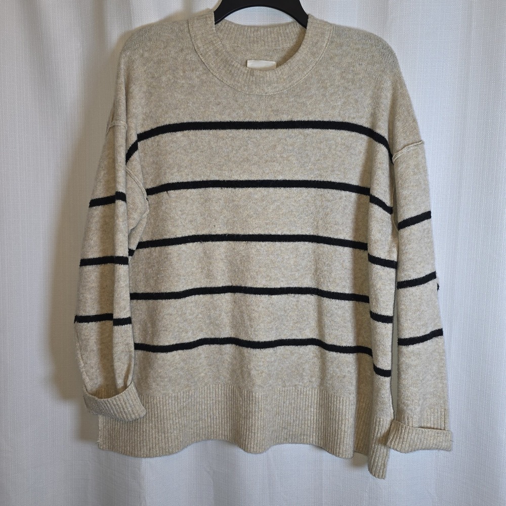 Aeri Unreal Sweater Tan Black Stripes Oversized Fit Sz Small
